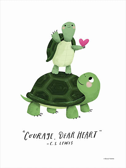 Rachel Nieman RN606 - RN606 - Courage, Dear Heart - 12x16 Inspirational, Courage, Dear Heart, C.S. Lewis, Quote, Typography, Signs, Textual Art, Turtles, Heart, Whimsical from Penny Lane