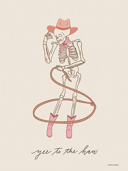 Rachel Nieman RN619 - RN619 - Yee to the Haw Rodeo Skeleton - 12x16 Whimsical, Western, Girls, Pink Cowboy Boots, Skelton, Roping, Yee to the Haw, Typography, Signs, Textual Art, Rodeo from Penny Lane