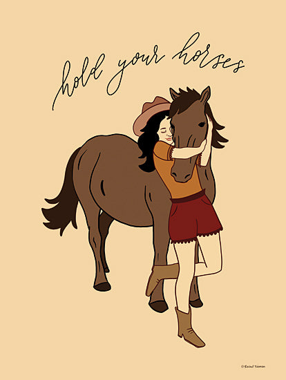 Rachel Nieman RN621 - RN621 - Hold Your Horses - 12x16 Whimsical, Western, Girls, Horse, Hold Your Horses, Typography, Signs, Textual Art, Rodeo, Woman from Penny Lane