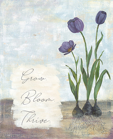 Soulspeak & Sawdust SAW117 - SAW117 - Grow Bloom Thrive - 12x16 Flowers, Purple Flowers, Typography, Signs, Motivational, Grow, Blooms, Thrive, Bulbs, Nature, Botanical from Penny Lane