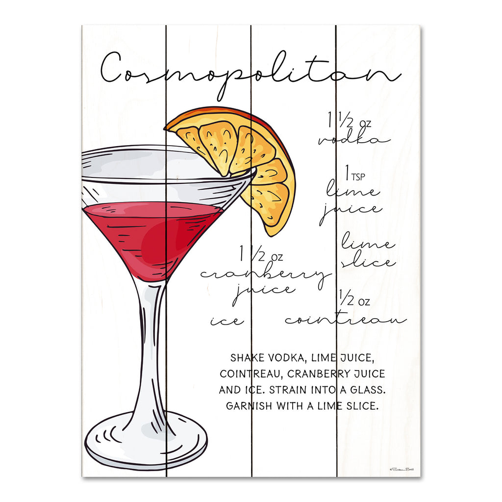 Susan Ball SB1064PAL - SB1064PAL - Cosmopolitan Recipe     - 12x16 Cosmopolitan Recipe, Recipe, Kitchen, Cocktails, Drink, Bar, Typography, Signs from Penny Lane