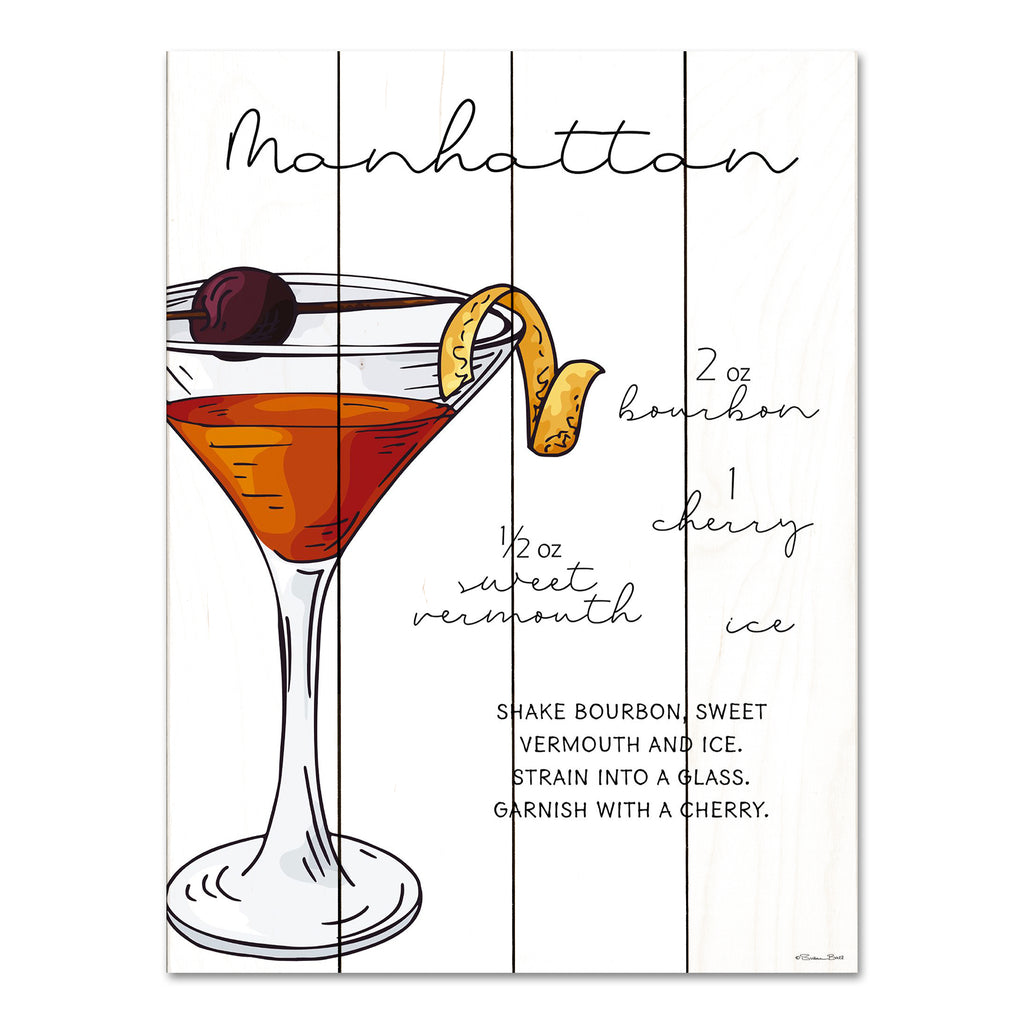 Susan Ball SB1065PAL - SB1065PAL - Manhattan Recipe     - 12x16 Manhattan Recipe, Recipe, Kitchen, Cocktails, Drink, Bar, Typography, Signs from Penny Lane