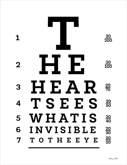 Susan Ball SB1185 - SB1185 - The Heart Sees Eye Chart - 12x16 Inspirational, The Heart Sees What is Invisible to the Eye, Typography, Signs, Textual Art, Motivational, Black & White, Eye Chart, Numbers from Penny Lane