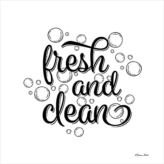 Susan Ball SB1198 - SB1198 - Fresh and Clean Bubbles - 12x12 Bath, Bathroom, Fresh and Clean, Typography, Signs, Textual Art, Bubbles, Black & White from Penny Lane