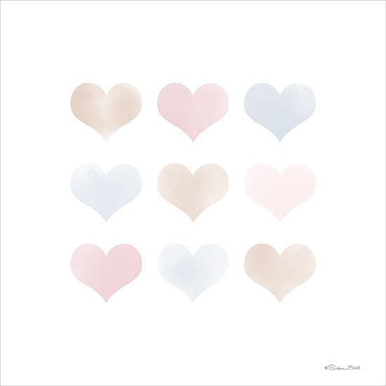 Susan Ball SB1218 - SB1218 - Watercolor Hearts - 12x12 Baby, Hearts, Watercolor Hearts, Pastel, Patterns, Inspirational from Penny Lane