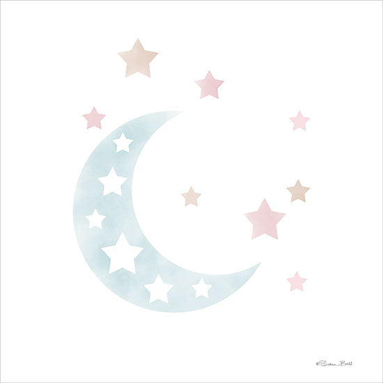 Susan Ball SB1222 - SB1222 - Watercolor Moon - 12x12 Baby, Moon, Stars, Watercolor, Pastel, Celestial, Inspirational from Penny Lane