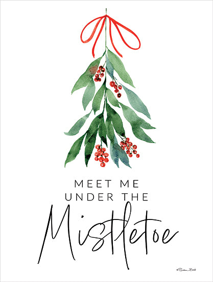 Susan Ball SB1257 - SB1257 - Under the Mistletoe - 12x16 Christmas, Holidays, Mistletoe, Meet Me Under the Mistletoe, Typography, Signs, Textual Art, Nature from Penny Lane