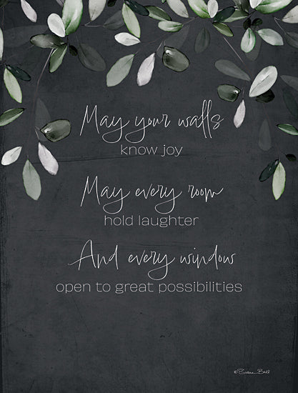 Susan Ball SB1409 - SB1409 - May Your Walls Know Joy - 12x16 Inspirational, May Your Walls Know Joy, Typography, Signs, Textual Art, Greenery, Chalkboard from Penny Lane