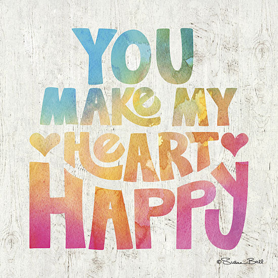 Susan Ball SB364 - You Make My Heart Happy - Rainbow Colors, Heart, Happy, Typography from Penny Lane Publishing
