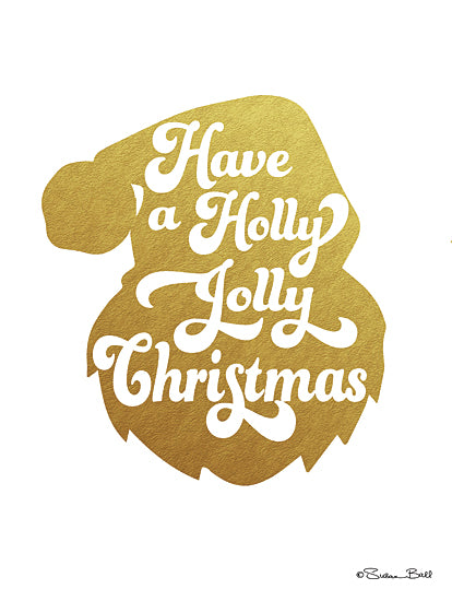 Susan Ball SB513 - Holly Jolly Christmas - Holiday, Santa, Gold, Typography from Penny Lane Publishing