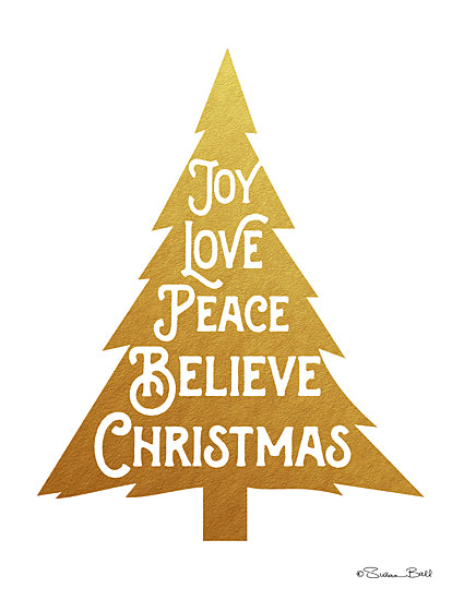 Susan Ball SB514 - Joy Christmas Tree - Holiday, Tree, Gold, Typography from Penny Lane Publishing
