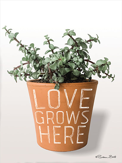 Susan Ball SB751 - SB751 - Succulent Love Grows Here - 12x16 Succulents, Potted Plants, Love Grows Here, Inspirational from Penny Lane