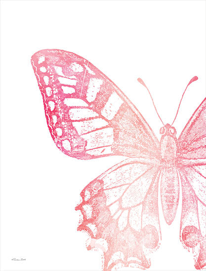 Susan Ball SB842 - SB842 - Pink Butterfly I - 12x16 Pink Butterfly, Butterfly, Stamped Image, Pink & White, Insects from Penny Lane