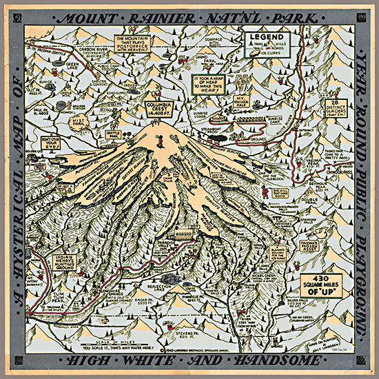 Stellar Design Studio SDS1128 - SDS1128 - Mount Rainier National Park Map - 12x12 Humor, Travel, Map, Mount Rainier National Park, Typography, Signs, Textual Art, Landscape from Penny Lane