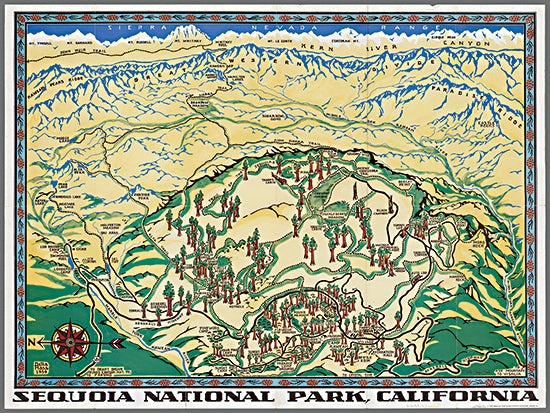 Stellar Design Studio SDS1135 - SDS1135 - Sequoia National Park Map - 16x12 Travel, Map, Sequoia National Park, California, Typography, Signs, Textual Art, Landscape from Penny Lane