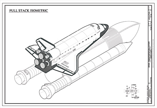Stellar Design Studio SDS1186 - SDS1186 - Discovery Full Stack Isometric - 16x12 Rocket, Isometric Drawings, 3D Drawing, Charts, Challeger, Blueprints, Aeronautics and Space from Penny Lane
