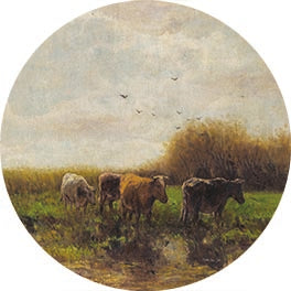 Stellar Design Studio SDS1257RP - SDS1257RP - Cows at Sunset - 18x18 Cows, Farm Animals, Landscape, Pasture from Penny Lane