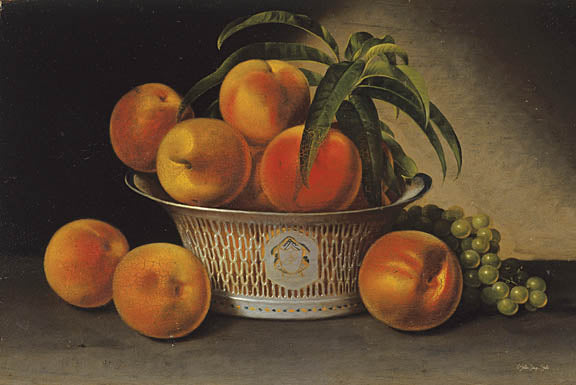 Stellar Design Studio SDS1265 - SDS1265 - Peach Still Life - 18x12 Still Life, Peaches, Grapes, Fruit, Basket, Greenery, Vintage from Penny Lane