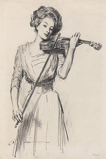 Stellar Design Studio SDS1300 - SDS1300 - Helena - 12x18 Vintage, Lady, Music, Violin, Sketch, Black & White, Drawing Print from Penny Lane