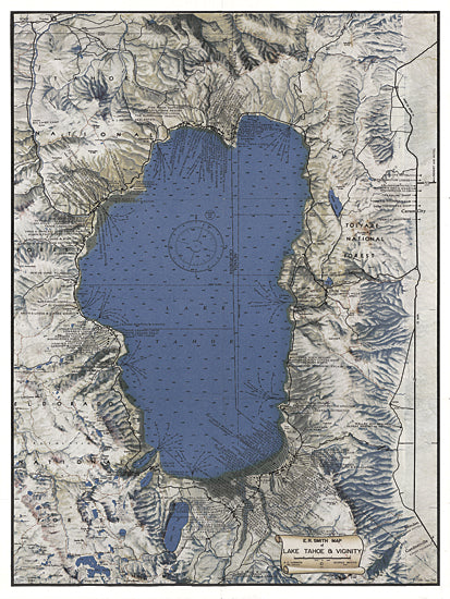 Stellar Design Studio SDS1353 - SDS1353 - Lake Tahoe Map - 12x16 Map, Lake Tahoe, Blue, White, Mountain Regions from Penny Lane