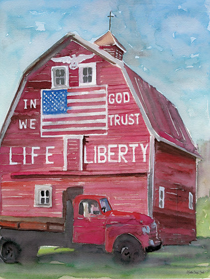 Stellar Design Studio SDS286 - SDS286 - Life & Liberty Barn - 12x16 In God We Trust, American Flag, Vintage Truck, Red Barn, Country from Penny Lane