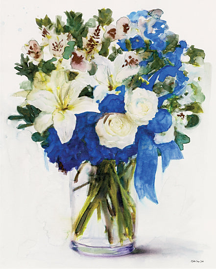 Stellar Designs Studio SDS514 - SDS514 - White & Navy Floral Arrangement I - 12x16 Flowers, Bouquet, Blue and White Flowers, Vase from Penny Lane