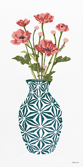 Stellar Design Studio SDS598 - SDS598 - Tile Vase with Bouquet I - 9x18 Blue & White Vase, Pink Flowers, Flowers, Vase, Bouquet from Penny Lane