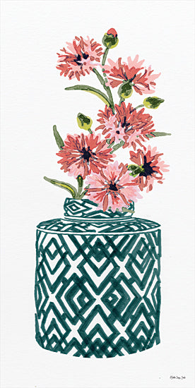 Stellar Design Studio SDS599 - SDS599 - Tile Vase with Bouquet II - 9x18 Blue & White Vase, Pink Flowers, Flowers, Vase, Bouquet from Penny Lane
