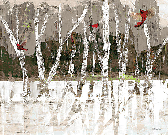 Stellar Design Studio SDS659 - SDS659 - Winter Aspens - 16x12 Cardinals, Forest, Trees, Birch Trees, Winter, Abstract, Reflection from Penny Lane