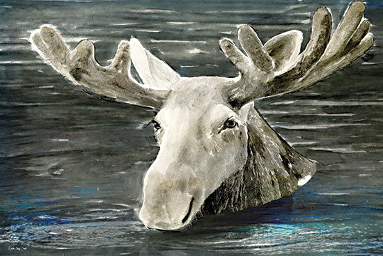 Stellar Design Studio SDS810 - SDS810 - Lake Moose - 18x12 Moose, Lake, Blue & White, Lodge from Penny Lane