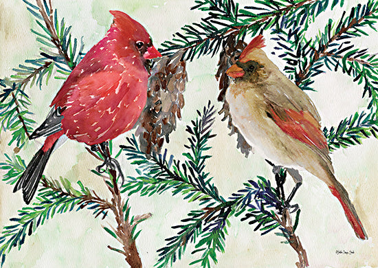 Stellar Design Studio SDS984 - SDS984 - Cardinals and Branches    - 16x12 Cardinals, Male and Female, Birds, Pine Tree Branch, Pinecones from Penny Lane