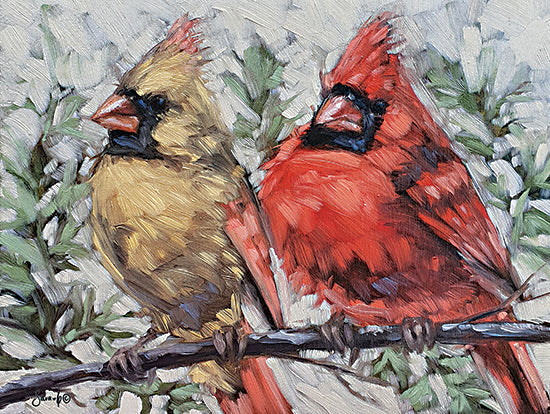 Sara G. Designs SGD152 - SGD152 - Mr. and Mrs. Red - 16x12 Birds, Cardinals, Male, Female, Yellow Bird, Red Bird, Tree, from Penny Lane