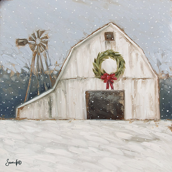 Sara G. Designs SGD166 - SGD166 - Christmas Barn - 12x12 Winter, Christmas, Barn, Farm, White Barn, Snow, Wreath, Silo from Penny Lane