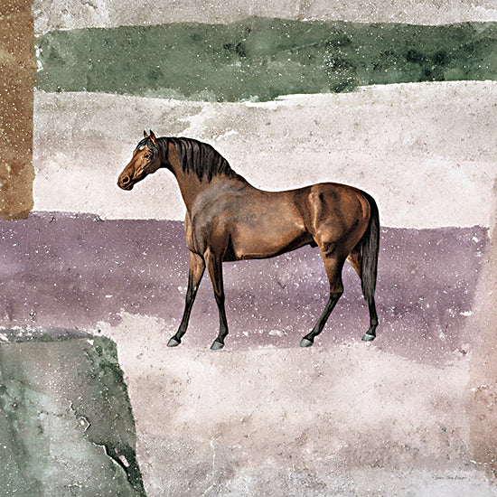 Seven Trees Design ST1021 - ST1021 - Horse in Field - 12x12 Abstract, Horse, Brown Horse, Stripes from Penny Lane