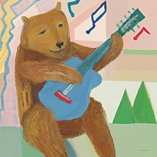 Seven Trees Design ST1038 - ST1038 - Happy Bear Musician - 12x12 Children, Whimsical, Bear, Guitar, Music, Musical Notes, Musical Instrument, Abstract from Penny Lane