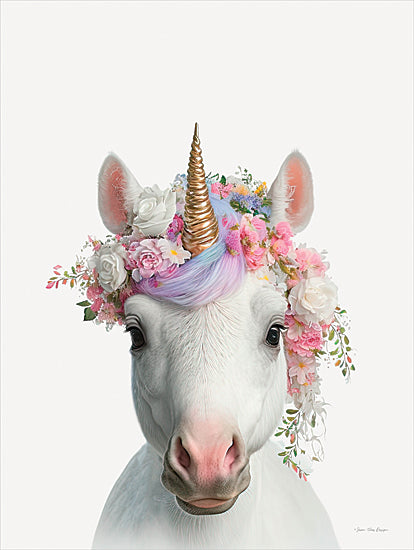 Seven Trees Designs ST1065 - ST1065 - The Mystic Unicorn - 12x16 Fantasy, Whimsical, Unicorn, White Unicorn, Rainbow Mane, Flowers, Pink and White Flowers, Girls, Mystic, Portrait from Penny Lane