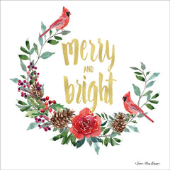 ST493 - Merry and Bright Wreath with Cardinals  - 12x12