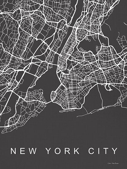 Seven Trees Design ST706 - ST706 - NYC Grey Map     - 12x16 New York City, Street Map, Gray & White, Travel from Penny Lane