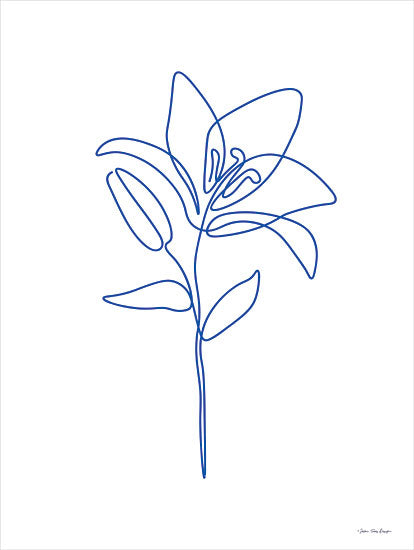 Seven Trees Design ST968 - ST968 - One Line Flower II - 12x16 One Line Flower, Flower, Blue & White, Abstract, Contemporary from Penny Lane