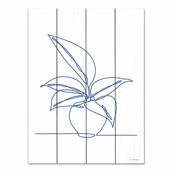 Seven Trees Design ST969PAL - ST969PAL - One Line Plant I - 12x16 One Line Plant, Plant, Blue & White, One Line Drawn, Contemporary, Abstract from Penny Lane