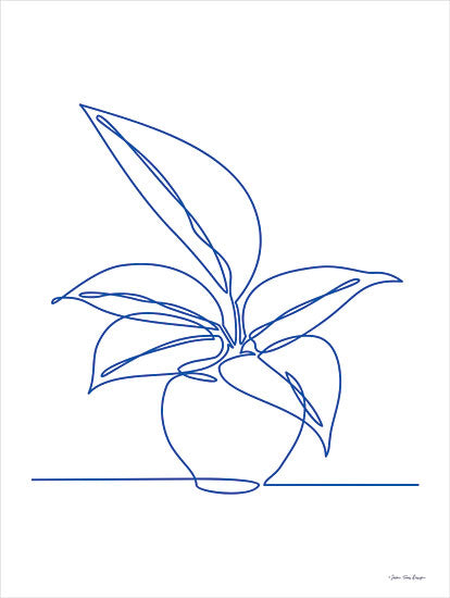 Seven Trees Design ST969 - ST969 - One Line Plant I - 12x16 One Line Plant, Plant, Blue & White, One Line Drawn, Contemporary, Abstract from Penny Lane