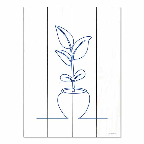 Seven Trees Design ST970PAL - ST970PAL - One Line Plant II - 12x16 One Line Plant, Plant, Blue & White, One Line Drawn, Contemporary, Abstract from Penny Lane