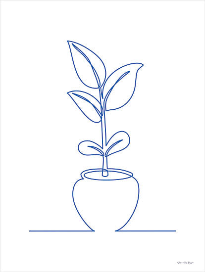 Seven Trees Design ST970 - ST970 - One Line Plant II - 12x16 One Line Plant, Plant, Blue & White, One Line Drawn, Contemporary, Abstract from Penny Lane