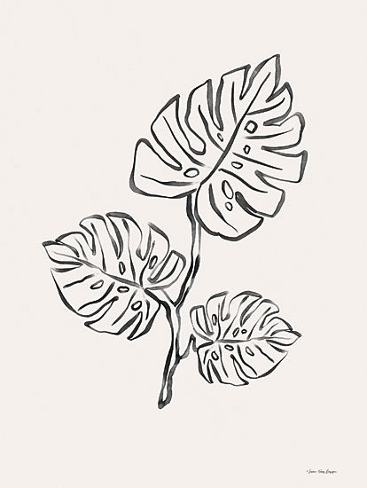 Seven Trees Design ST992 - ST992 - Monstera Leaf Drawing  - 12x16 Monstera Leaf, Leaves, Black & White, Drawing Print from Penny Lane