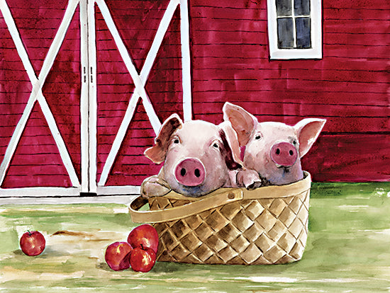White Ladder WL149 - WL149 - Pigs in a Basket - 16x12 Pigs, Farm, Barn, Farm Animals, Basket, Country Pigs in a Basket, Apples, Summer, Farmhouse/Country from Penny Lane
