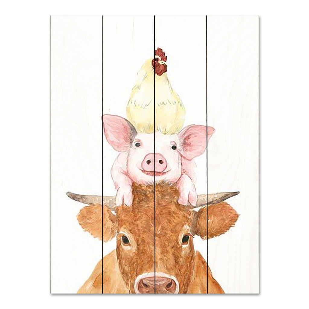 White Ladder WL153PAL - WL153PAL - Cluck-Oink-Moo Stack - 12x16 Animal Stack, Cow, Pig, Rooster, Farm, Whimsical from Penny Lane