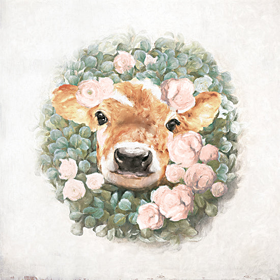 White Ladder WL154 - WL154 - Floral Wreath Calf - 12x12 Cow, Wreath, Flowers, Greenery, Whimsical from Penny Lane