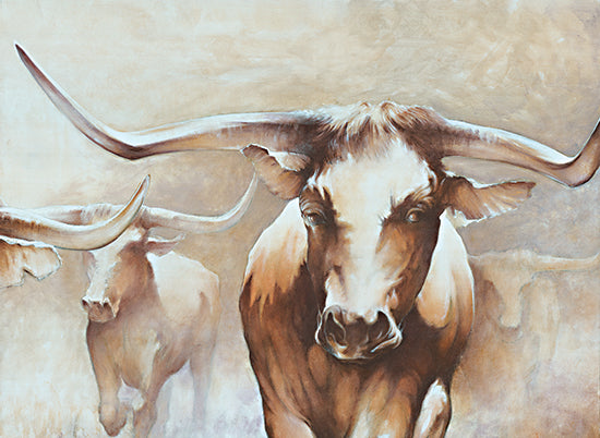 White Ladder WL166 - WL166 - Longhorn Herd - 16x12 Cows, Herd, Longhorns, Abstract from Penny Lane
