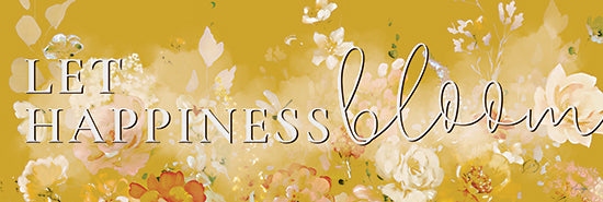 Yass Naffas Designs YND167A - YND167A - Let Happiness Bloom - 36x12 Let Happiness Bloom, Flowers, Gold, Typography, Signs from Penny Lane