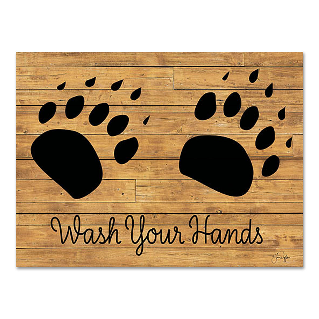 Yass Naffas Designs YND178PAL - YND178PAL - Cabin Wash Your Hands - 16x12 Bath, Bathroom, Wash Your Hands, Typography, Signs, Textual Art, Lodge, Bear Paw Prints, Wood Background from Penny Lane